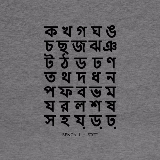 Bengali Alphabet Chart, Bold Bangla Language Chart by typelab